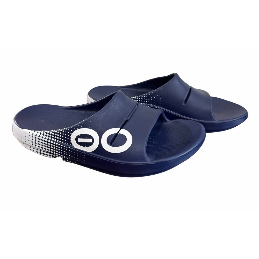 Oofos Ooahh Sport Slide Matrix Navy Men’s 13 Beach Pool Summer Comfort Sandal